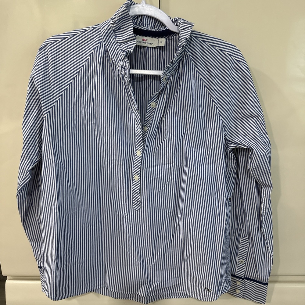 Vineyard Vines Navy and White Striped Casual Shirt